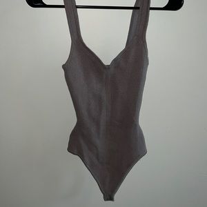 Gray ribbed bodysuit